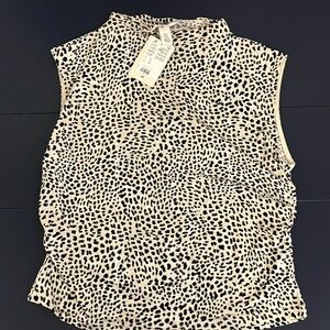 NWT Leopard Print Mock Neck Sleeveless Top